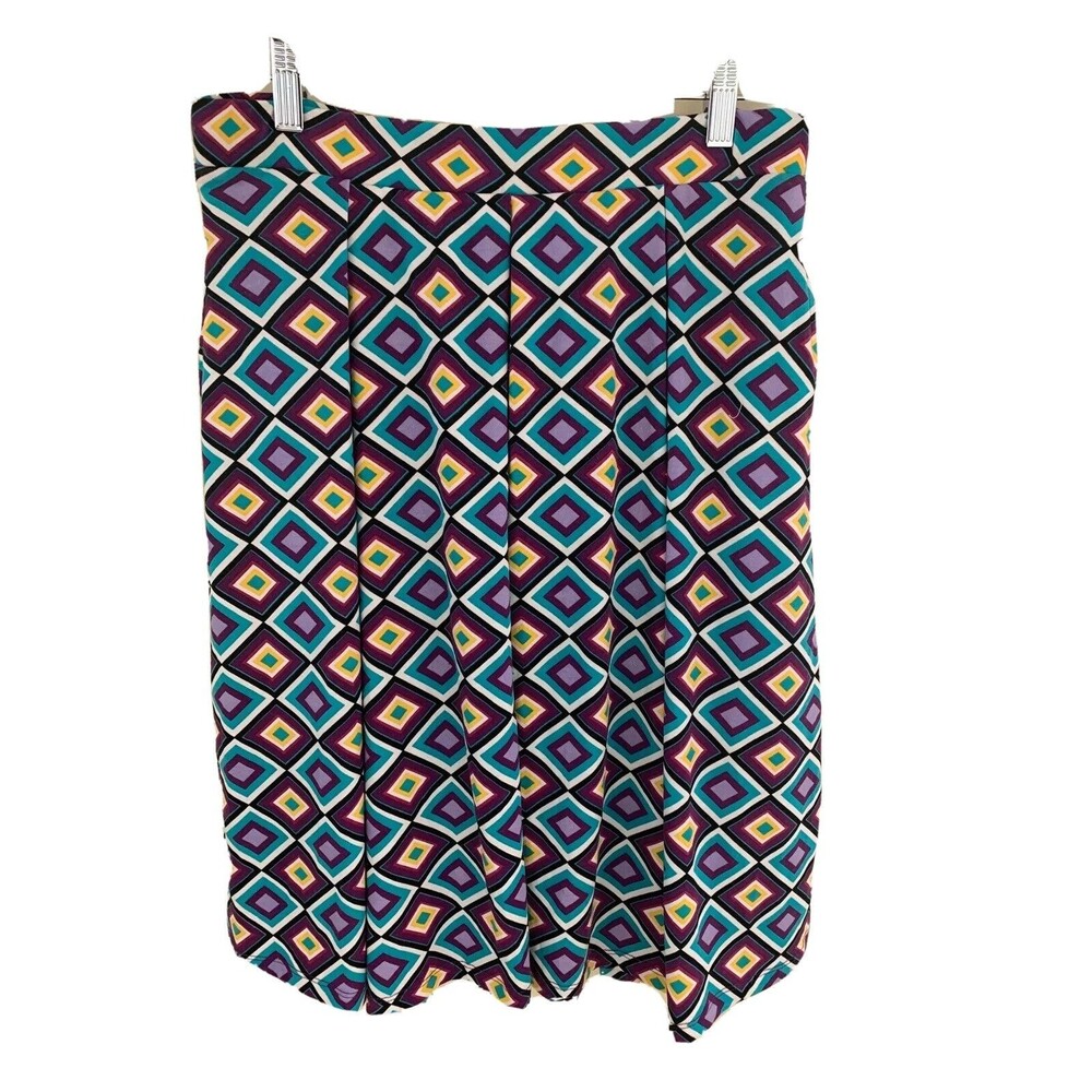 LuLaRoe Womens Pleated Skirt Purple Elastic Waist Pockets M